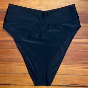 Black Aerie crossover high waisted bikini bottoms